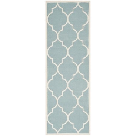 Safavieh Dhurries Hand Woven Flat Weave Rectangle Rug- Light Blue - Ivory- 2 Ft. 6 In. X 10 Ft. DHU632C-210